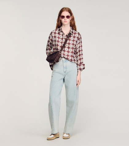 Жіноча шовкова сорочка з квітковим принтом