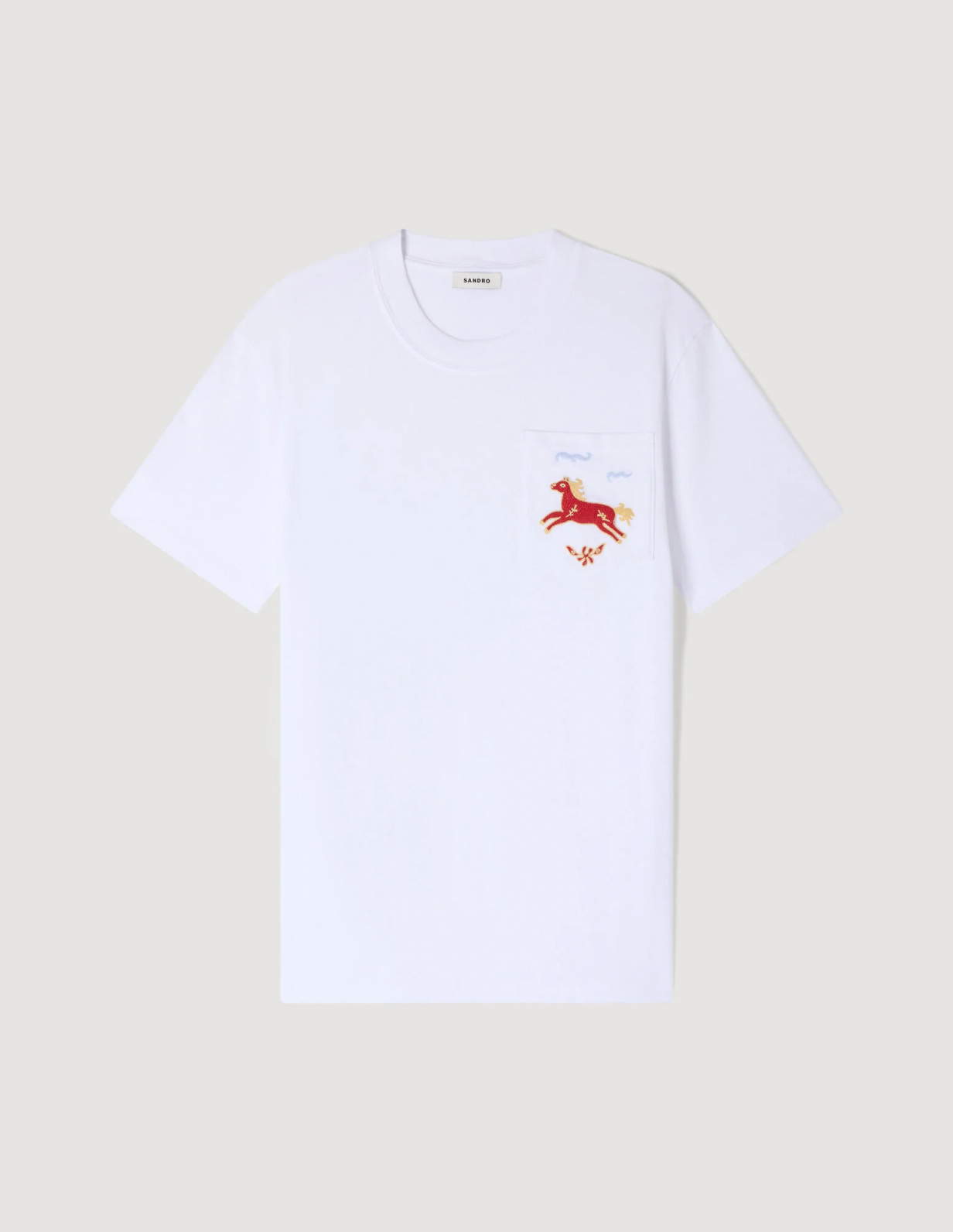 Чоловіча біла футболка з вишивкою коня_6