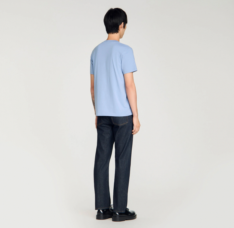 Чоловіча блакитна футболка з вишивкою коня