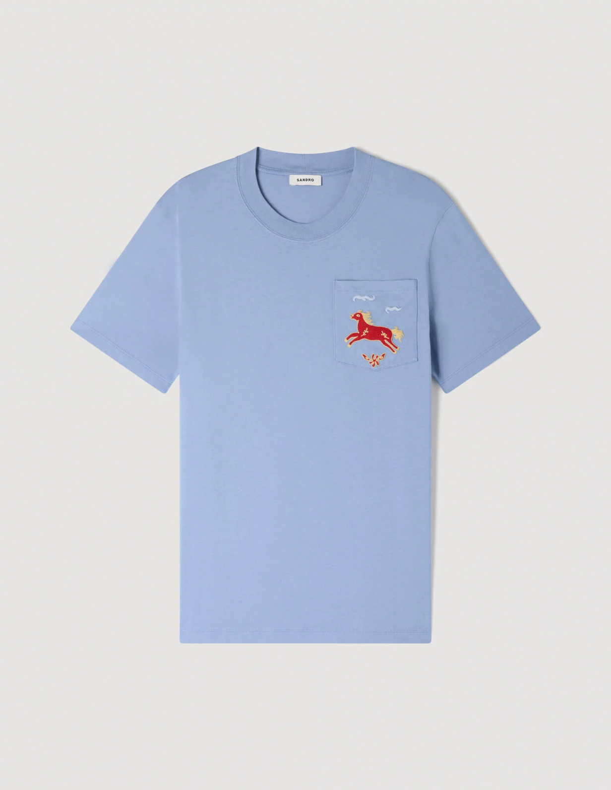 Чоловіча блакитна футболка з вишивкою коня_6