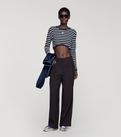 Женская укороченная футболка в полоску