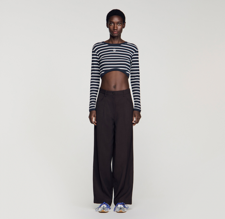 Женская укороченная футболка в полоску