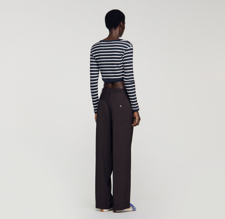 Женская укороченная футболка в полоску