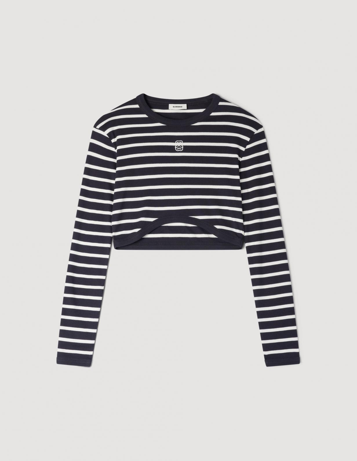 Женская укороченная футболка в полоску_7