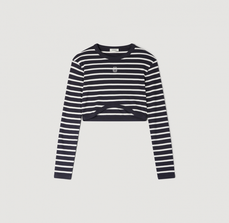 Женская укороченная футболка в полоску