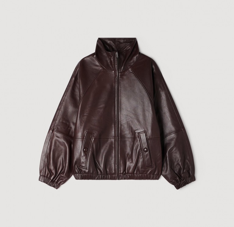 Жіноча коричнева шкіряна куртка