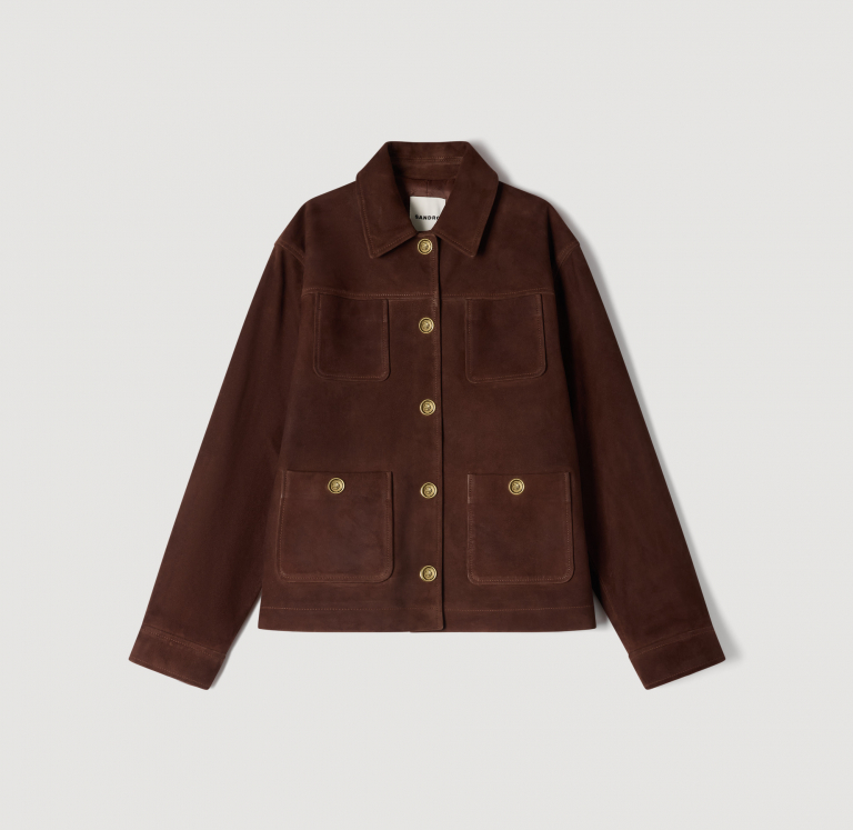 Женская коричневая замшевая куртка