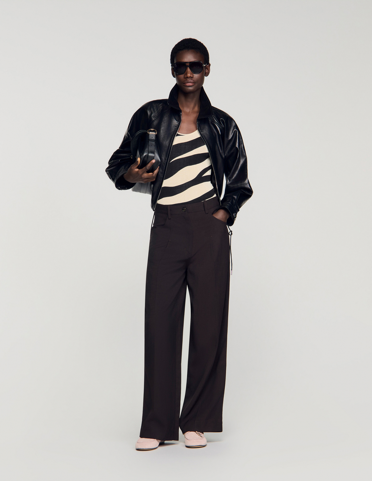 Жіночі коричневі широкі брюки_1