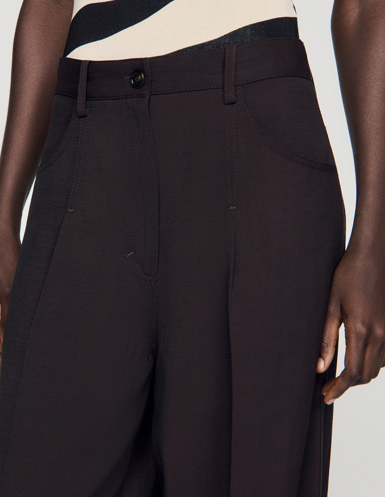 Жіночі коричневі широкі брюки_3