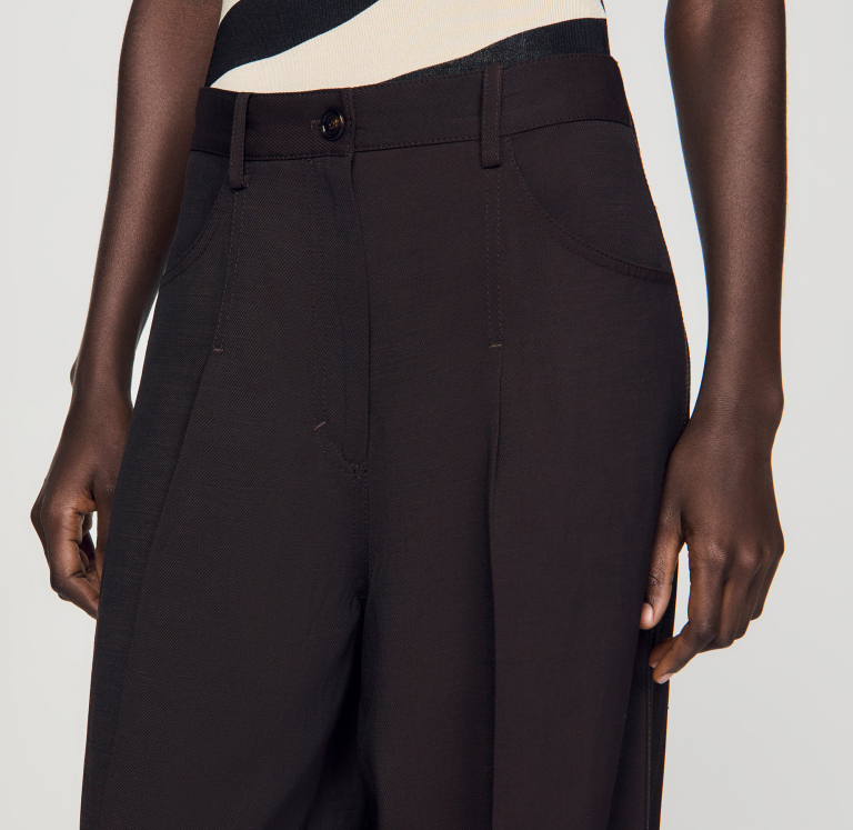 Жіночі коричневі широкі брюки