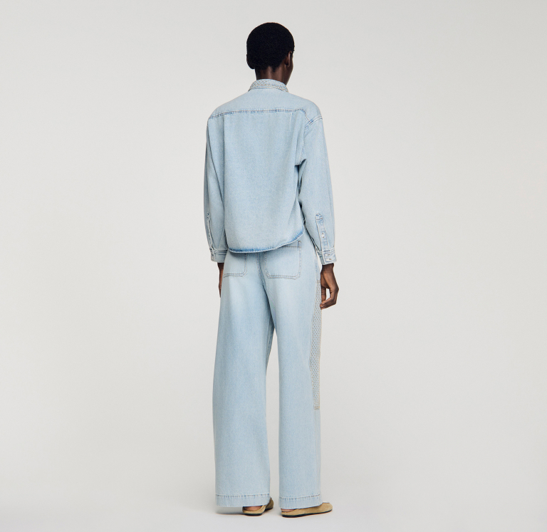 Жіноча джинсова сорочка зі стразами