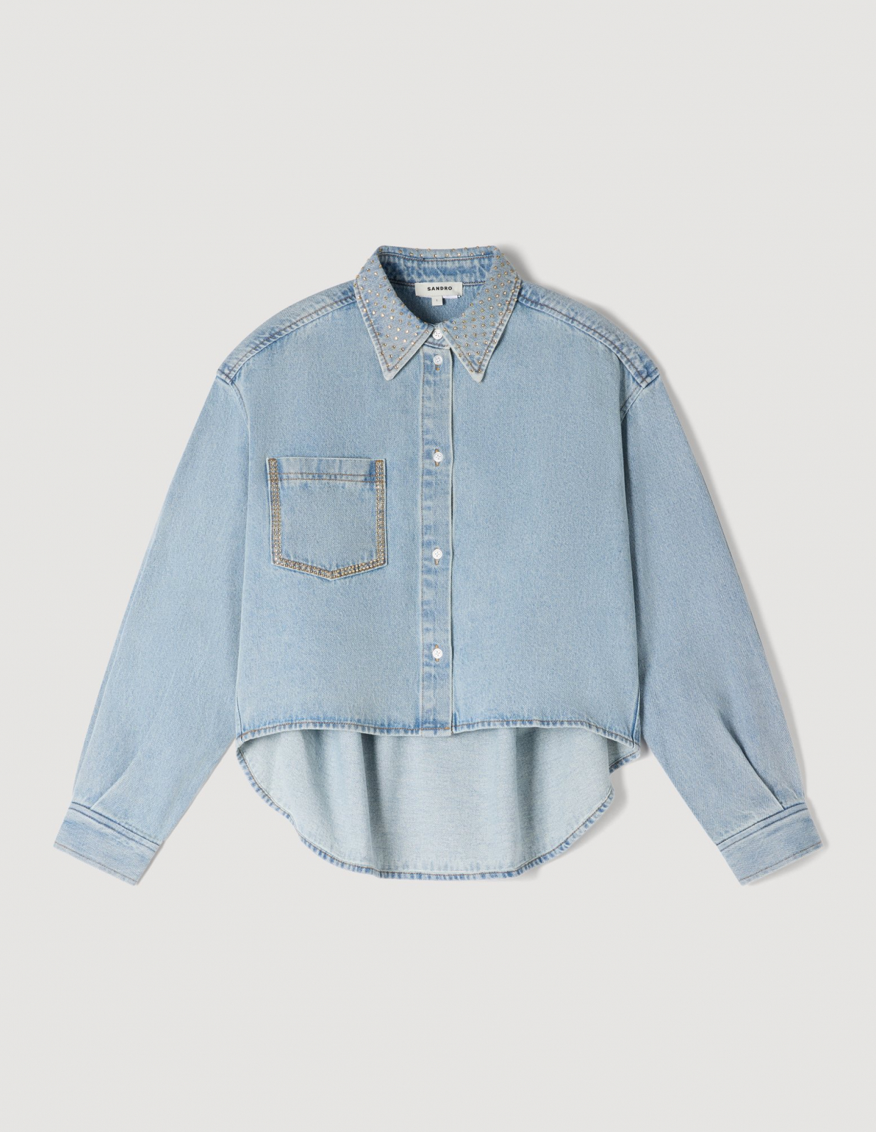 Жіноча джинсова сорочка зі стразами_6