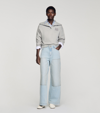 Жіночі блакитні джинси зі стразами