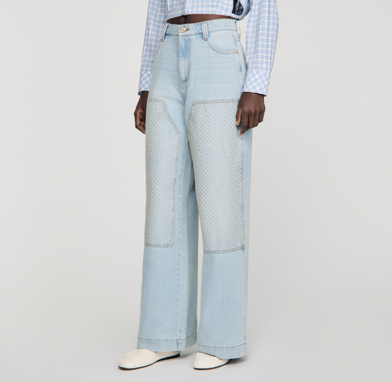 Жіночі блакитні джинси зі стразами