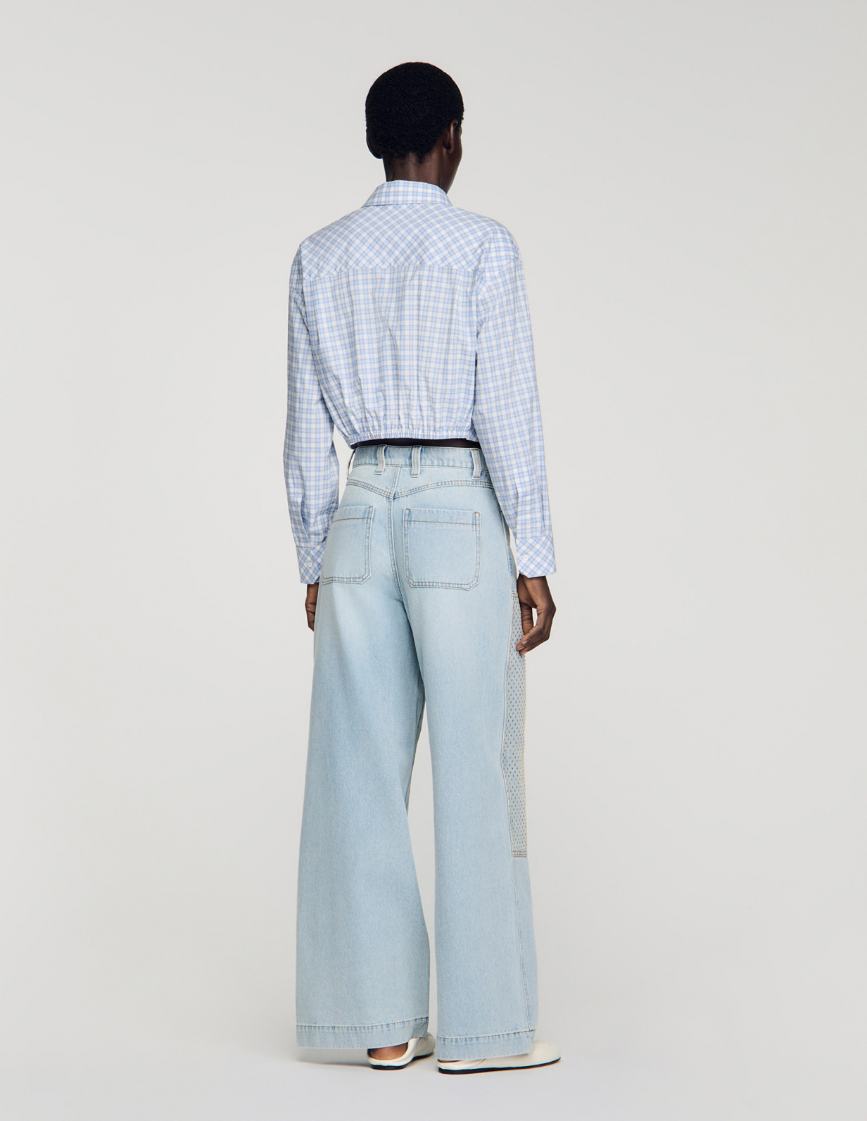 Жіночі блакитні джинси зі стразами_5