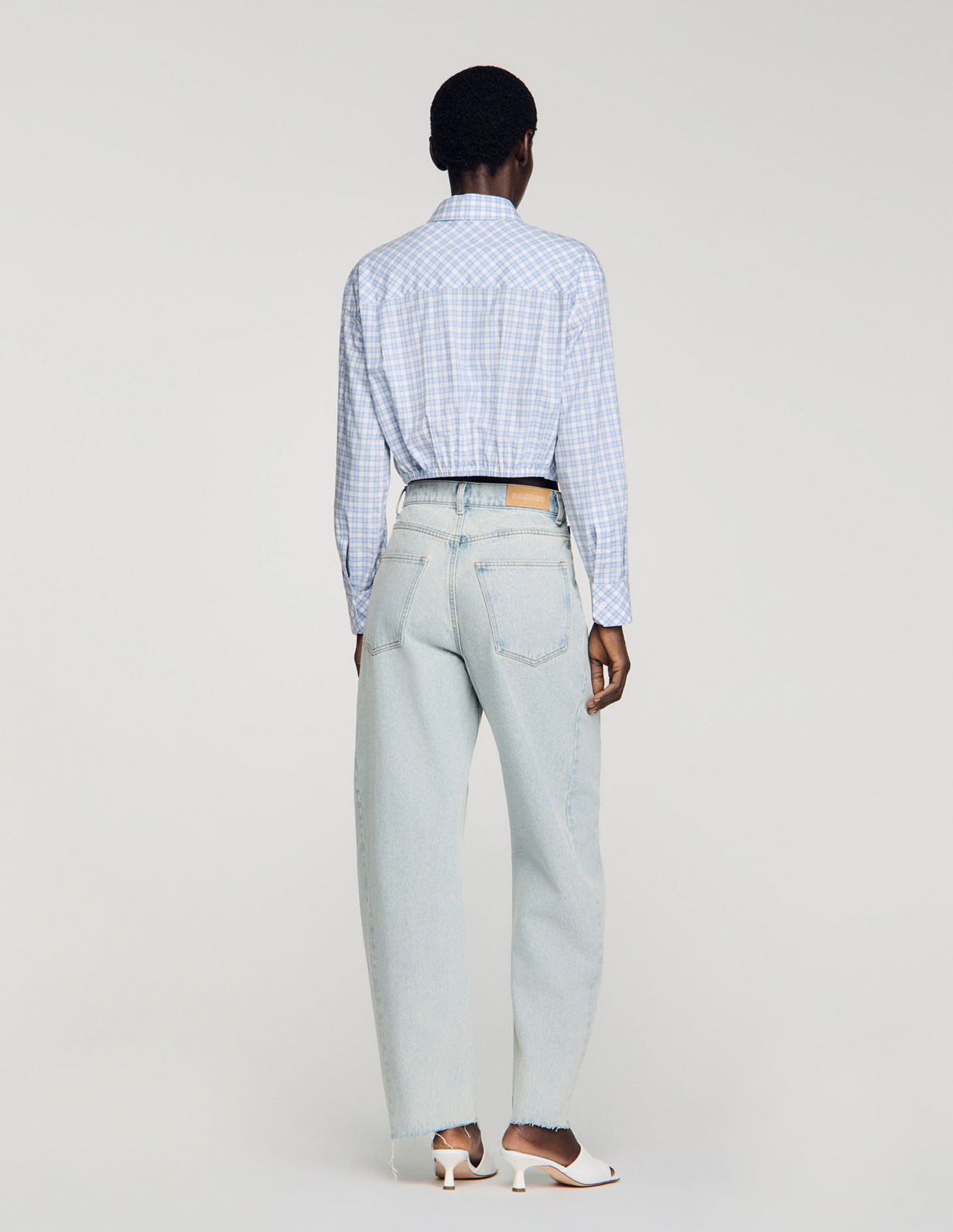 Женские голубые широкие джинсы_5