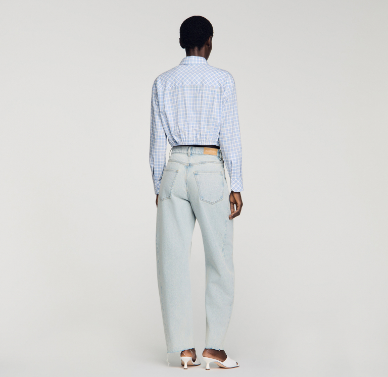 Женские голубые широкие джинсы