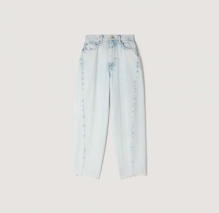 Женские голубые широкие джинсы