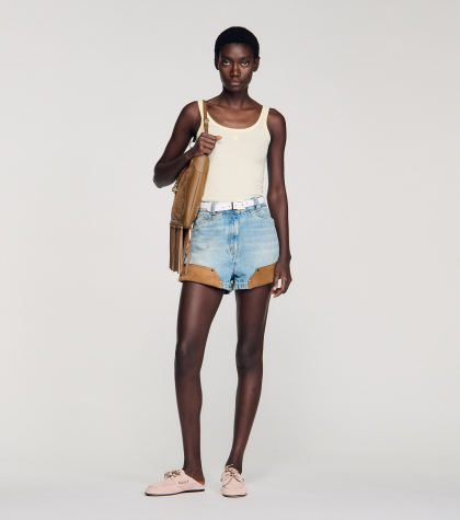 Жіночий жовтий топ в рубчик