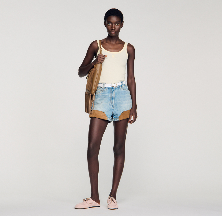 Жіночий жовтий топ в рубчик