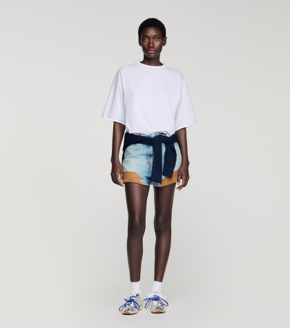 Женская серая многослойная футболка