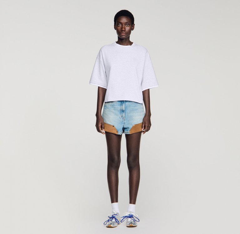 Женская серая многослойная футболка