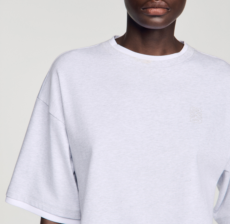 Женская серая многослойная футболка