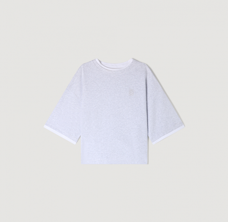 Женская серая многослойная футболка