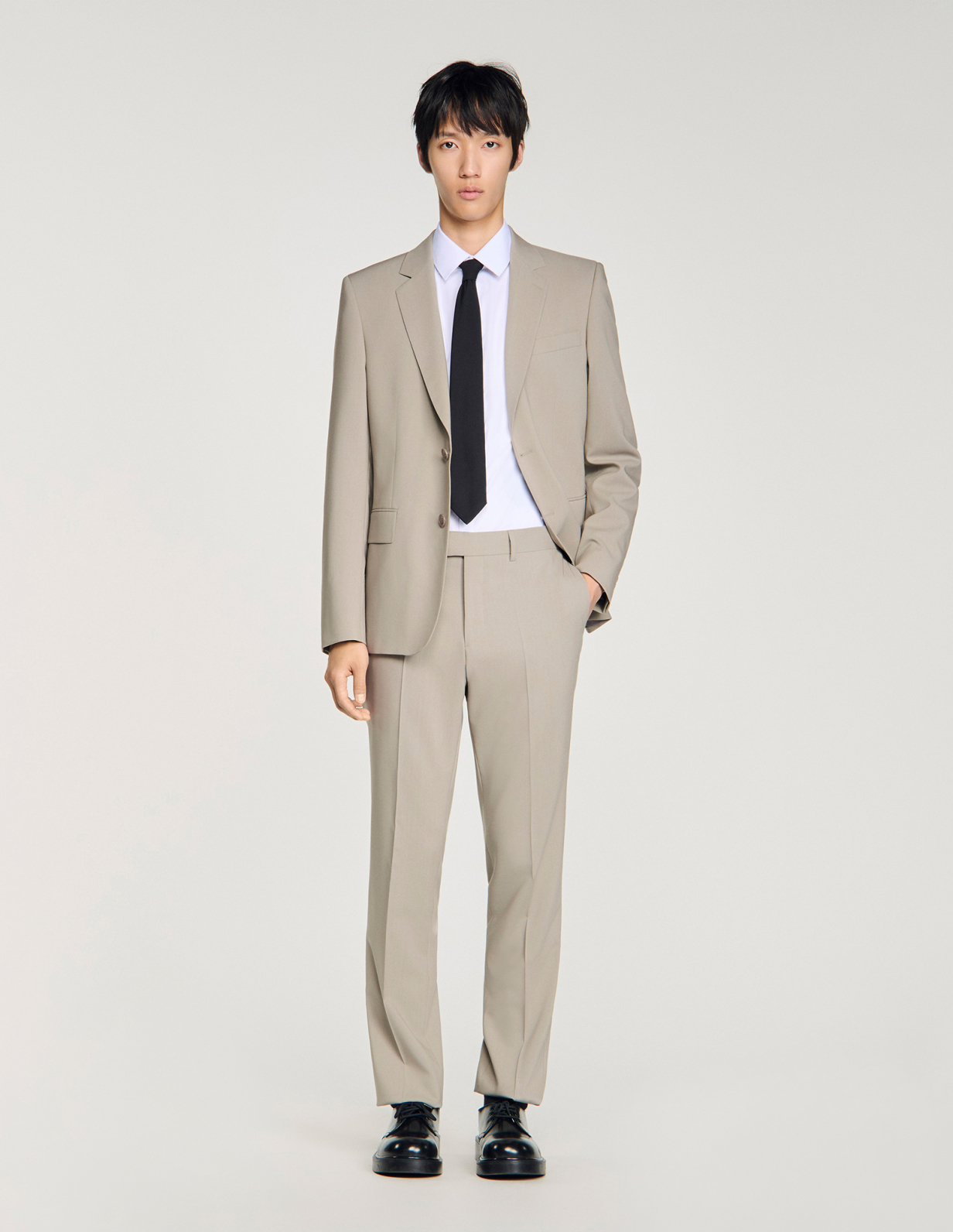 Чоловічі сірі костюмні брюки_6