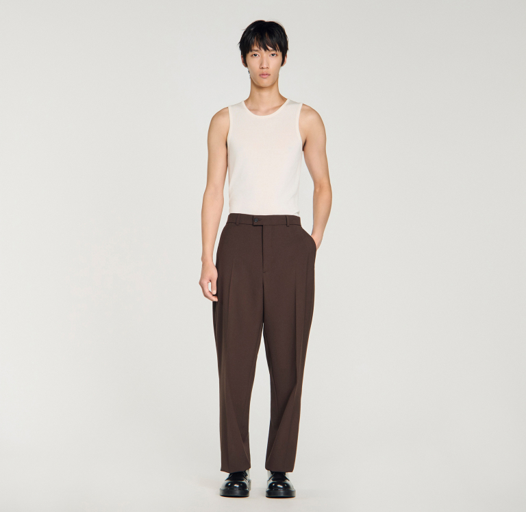 Мужские коричневые свободные брюки