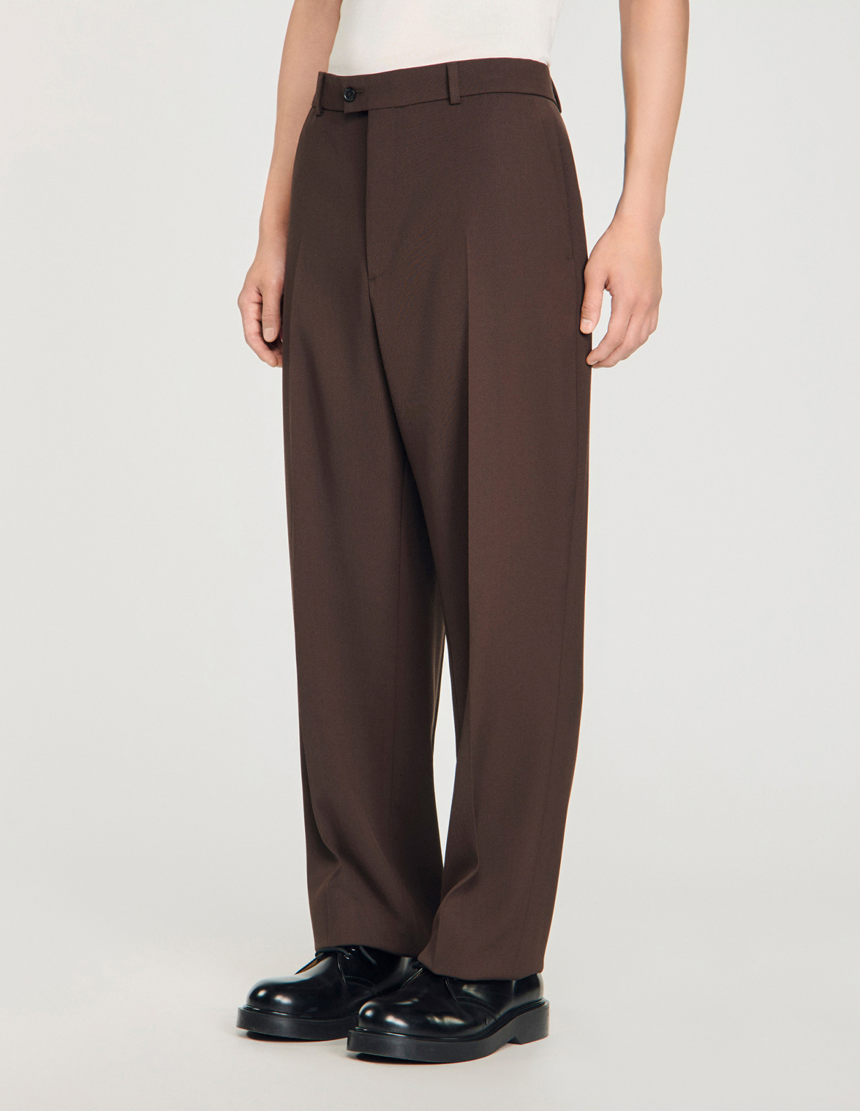 Мужские коричневые свободные брюки_4