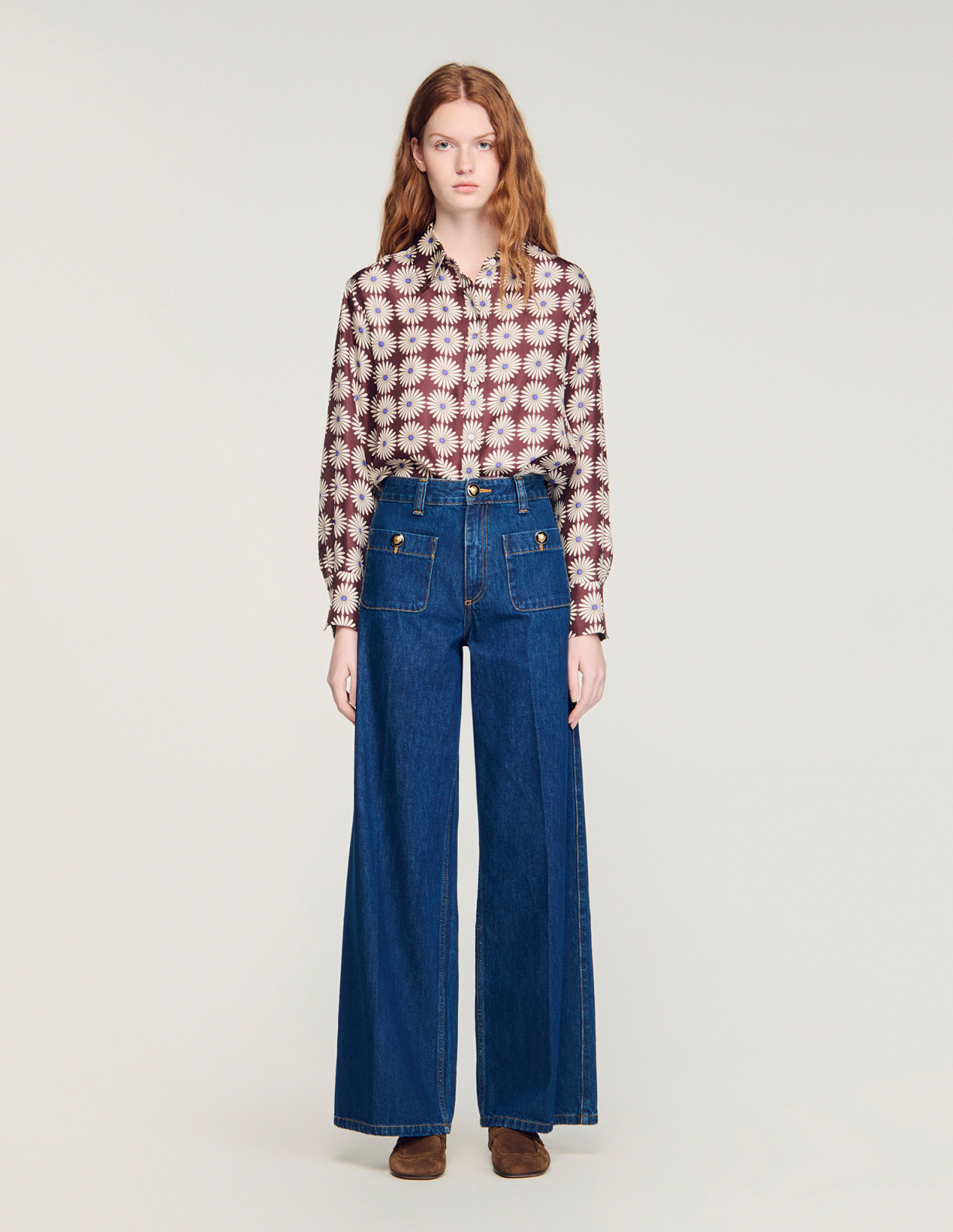 Жіночі широкі джинси з накладними кишенями_2