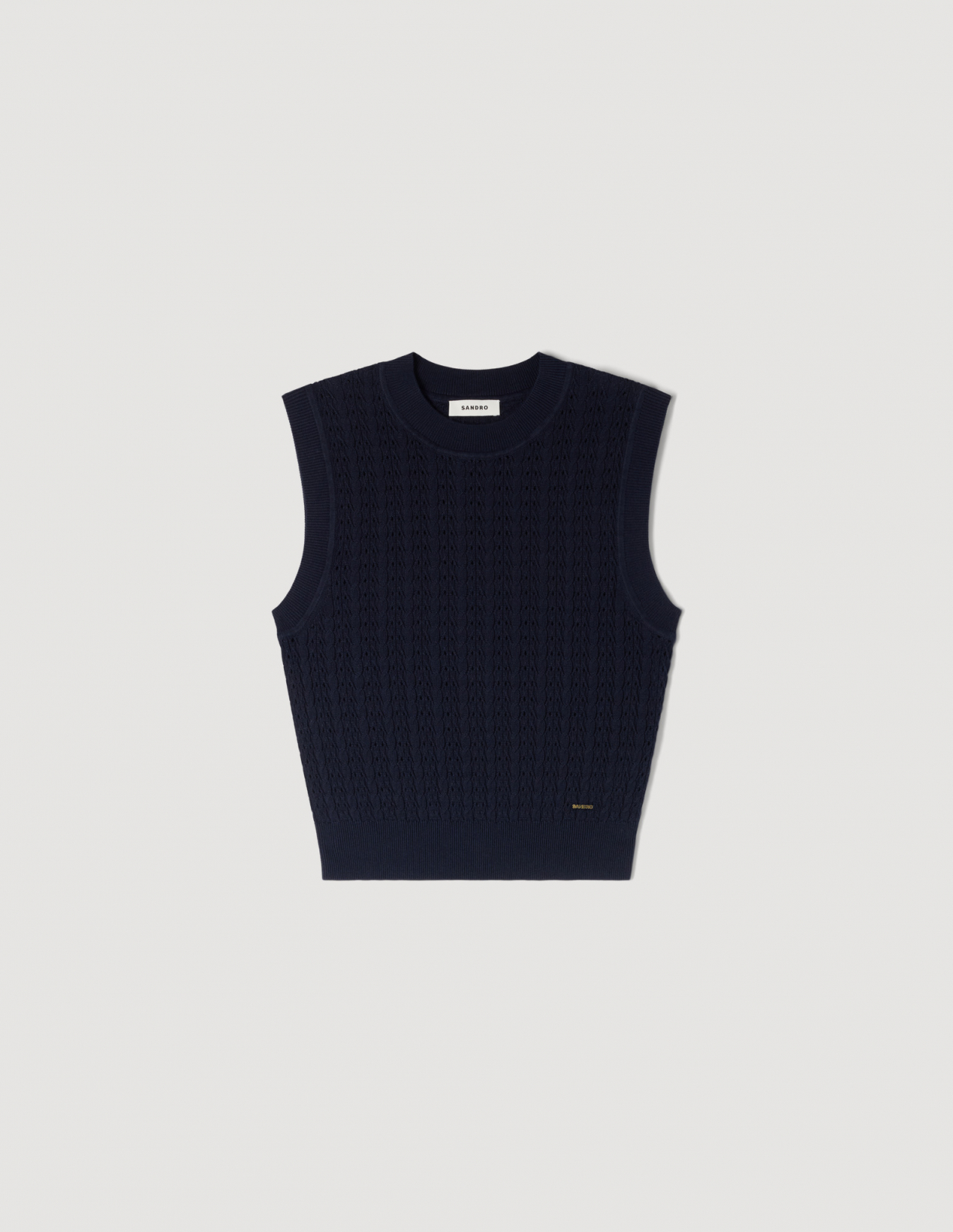 Женский синий топ фактурной вязки_6