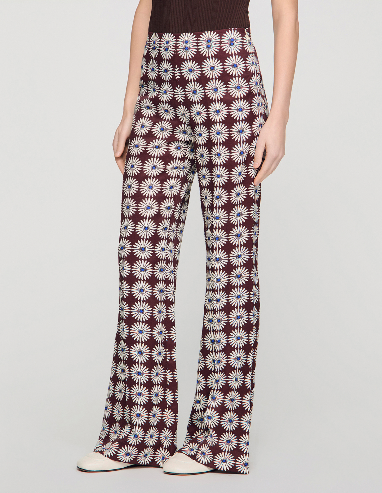 Жіночі вільні брюки з квітковим принтом_4