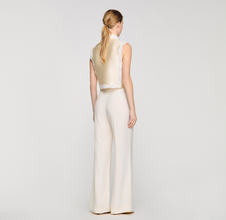 Женские брюки палаццо с разрезами на пуговицах