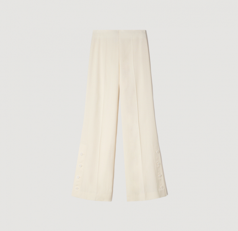 Женские брюки палаццо с разрезами на пуговицах