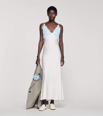 Жіноча довга сукня у стилі нижньої білизни