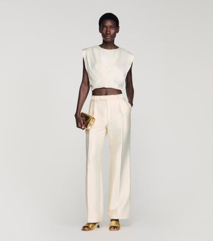 Жіночий атласний укорочений топ зі складками