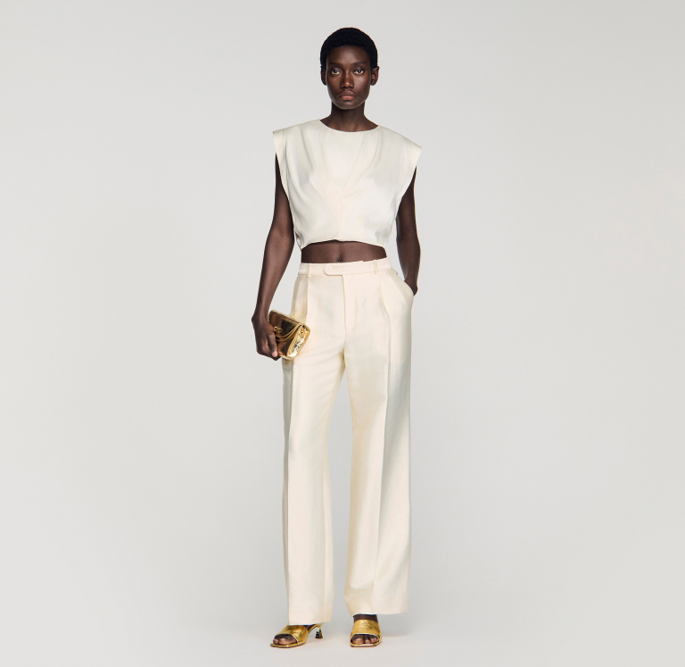 Жіночий атласний укорочений топ зі складками