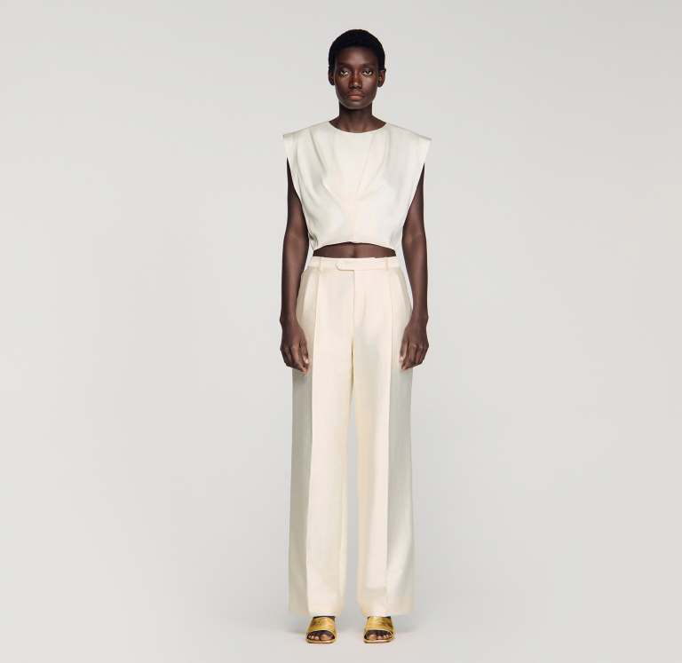 Жіночий атласний укорочений топ зі складками