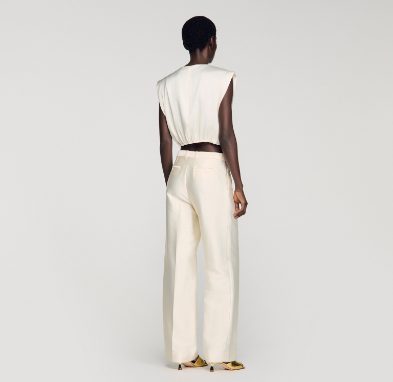 Жіночий атласний укорочений топ зі складками