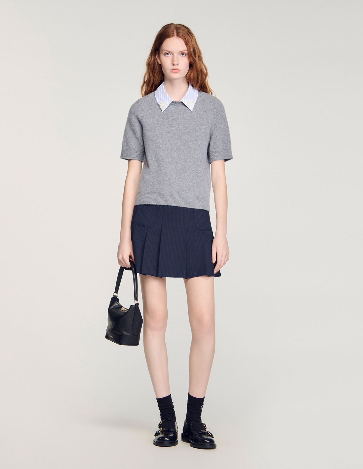 Женский шерстяной джемпер со съемным воротником_1