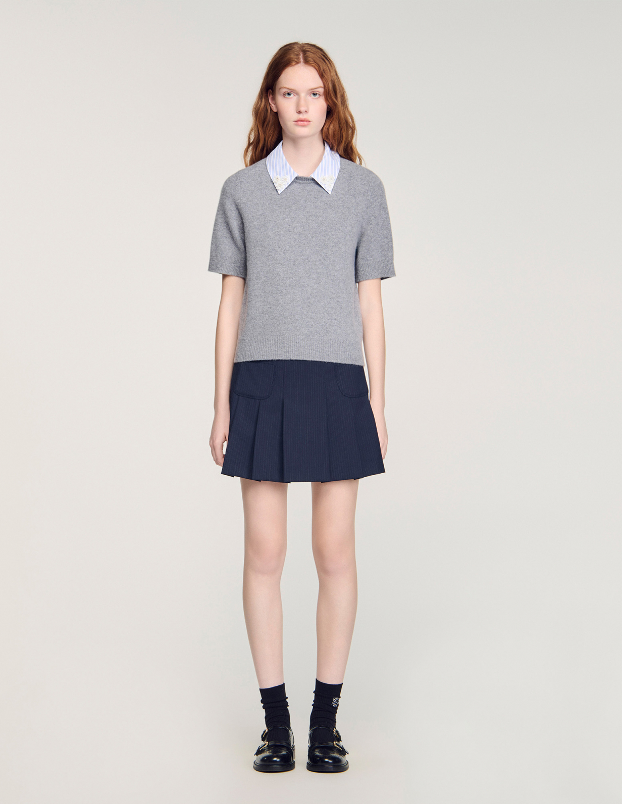 Женский шерстяной джемпер со съемным воротником_2