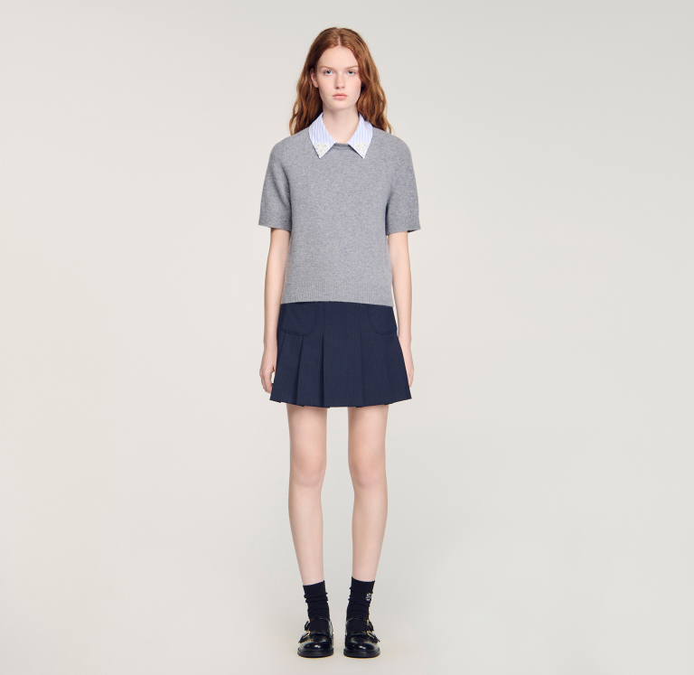 Женский шерстяной джемпер со съемным воротником