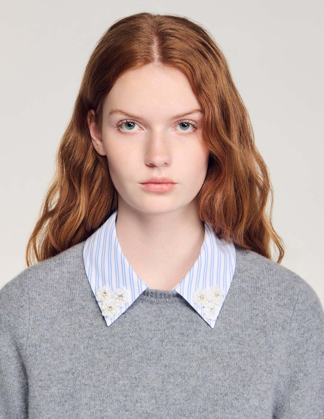 Женский шерстяной джемпер со съемным воротником_3