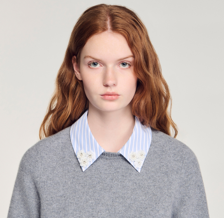 Женский шерстяной джемпер со съемным воротником