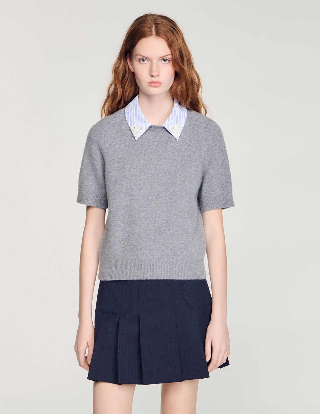 Женский шерстяной джемпер со съемным воротником_4