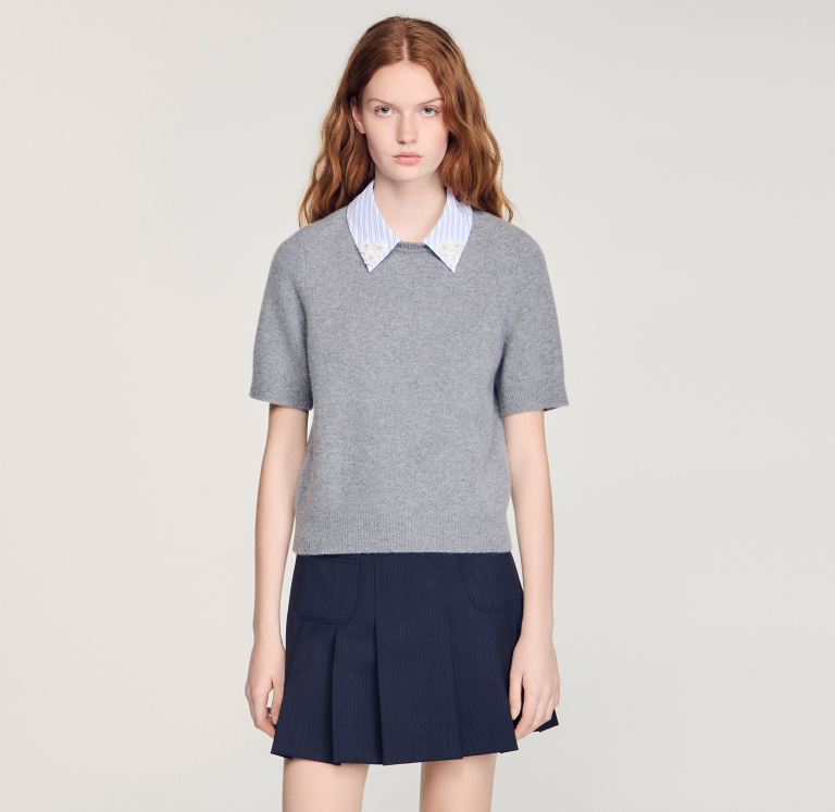 Женский шерстяной джемпер со съемным воротником