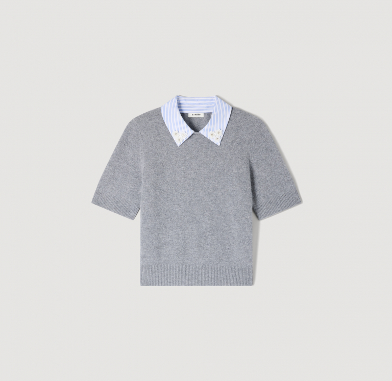 Женский шерстяной джемпер со съемным воротником