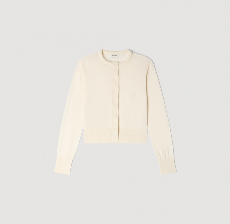 Жіночий молочний кардиган з логотипом